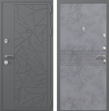 Снаружи: металик серый (серые осколки). Изнутри: МДФ бетон темный